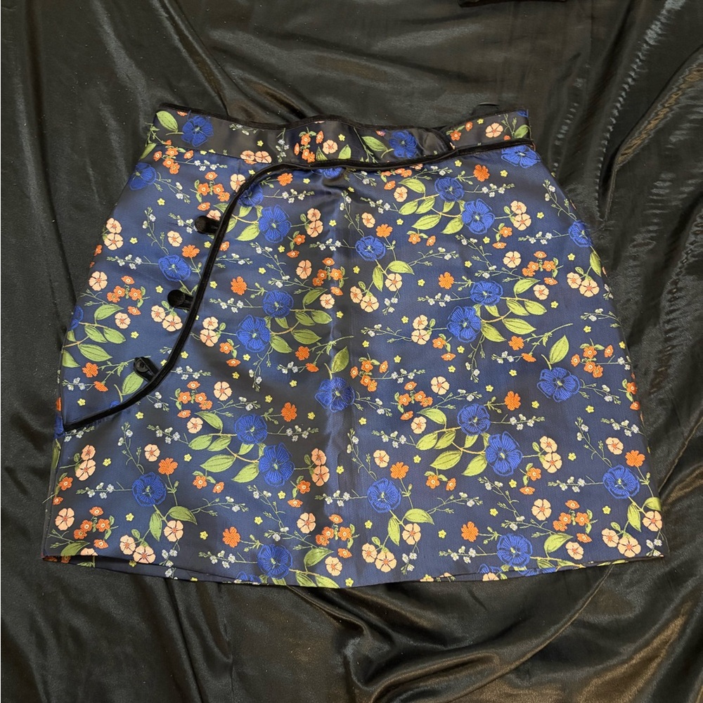 Floral Blue and Orange Women's Skirt